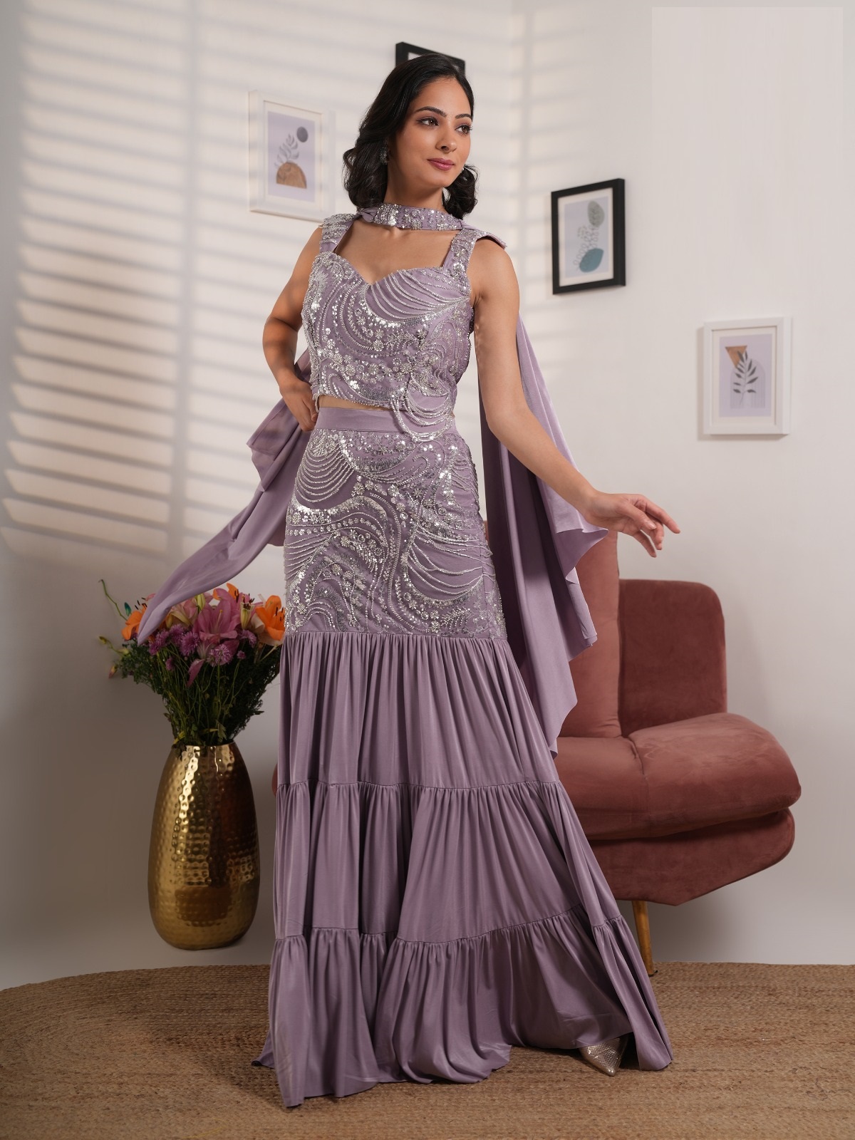 Beautiful Peach colour Wedding Wear Readymade Indo Western IWJ0016