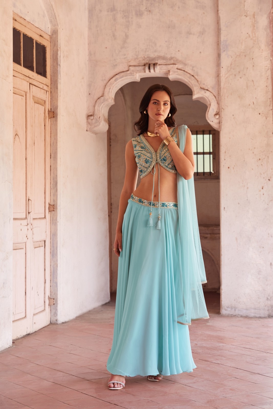 Beautiful Hand Embroidered Stylish Indo-Western IWJ0026