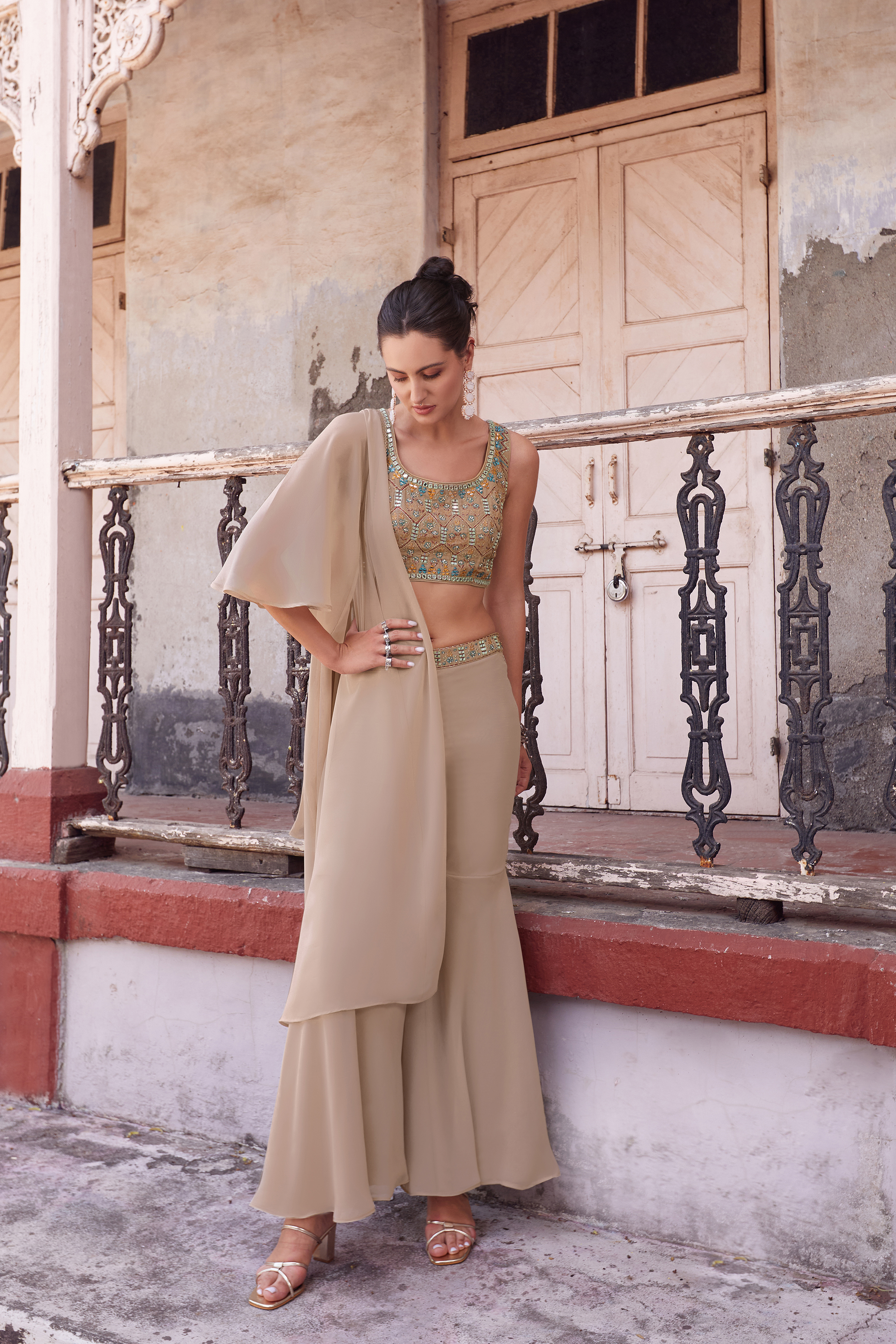 Beautiful Rose Gold Wedding Wear Indo-Western IWJ0029
