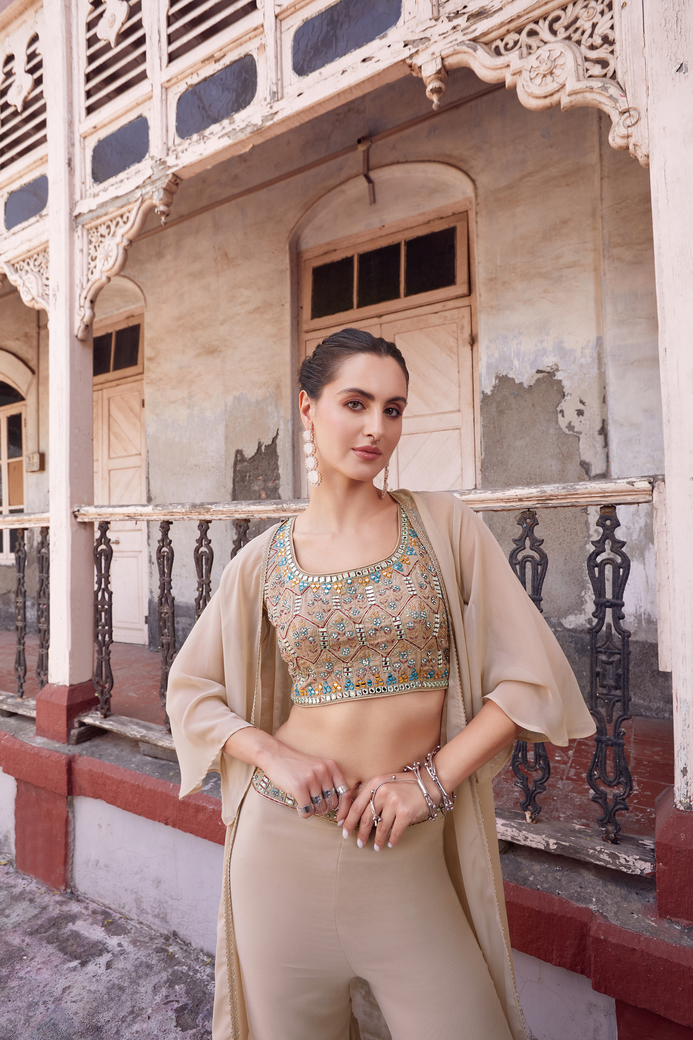Beautiful Rose Gold Wedding Wear Indo-Western IWJ0029