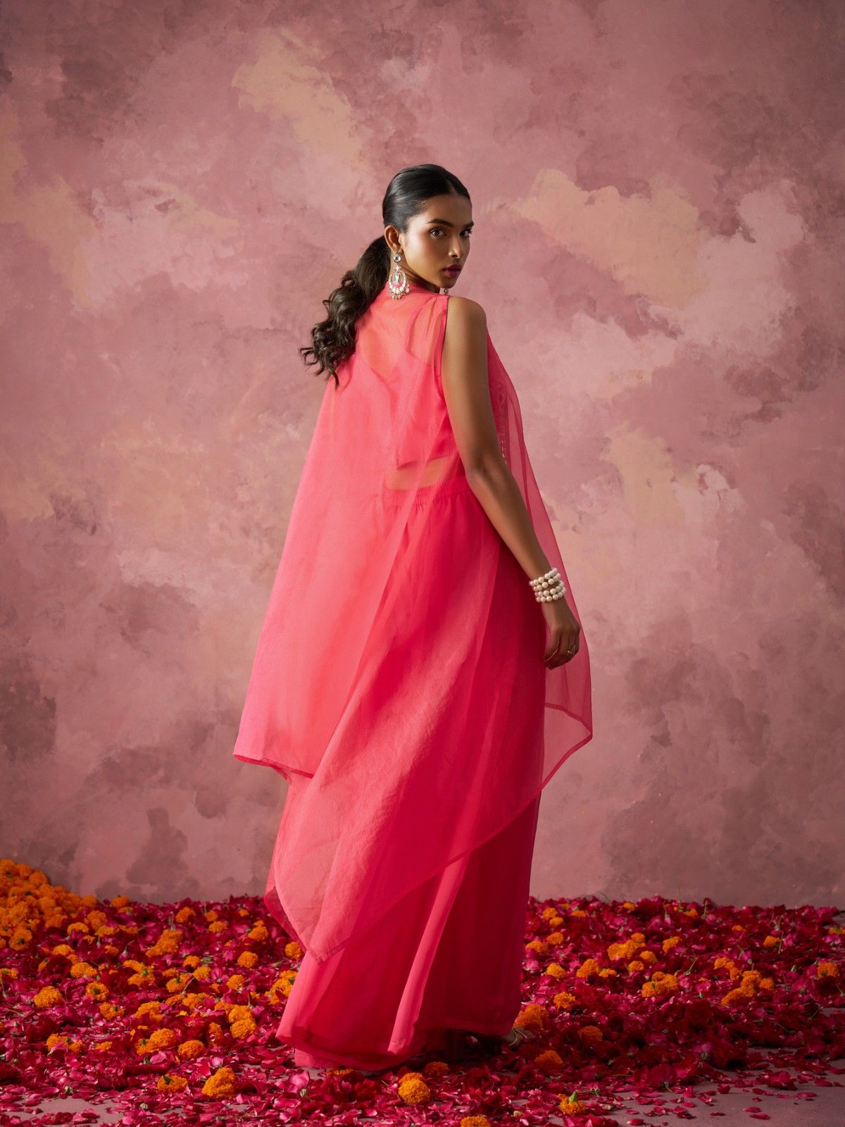 "Rani Pink Embroidered Beautiful Indo Western IWJ0021