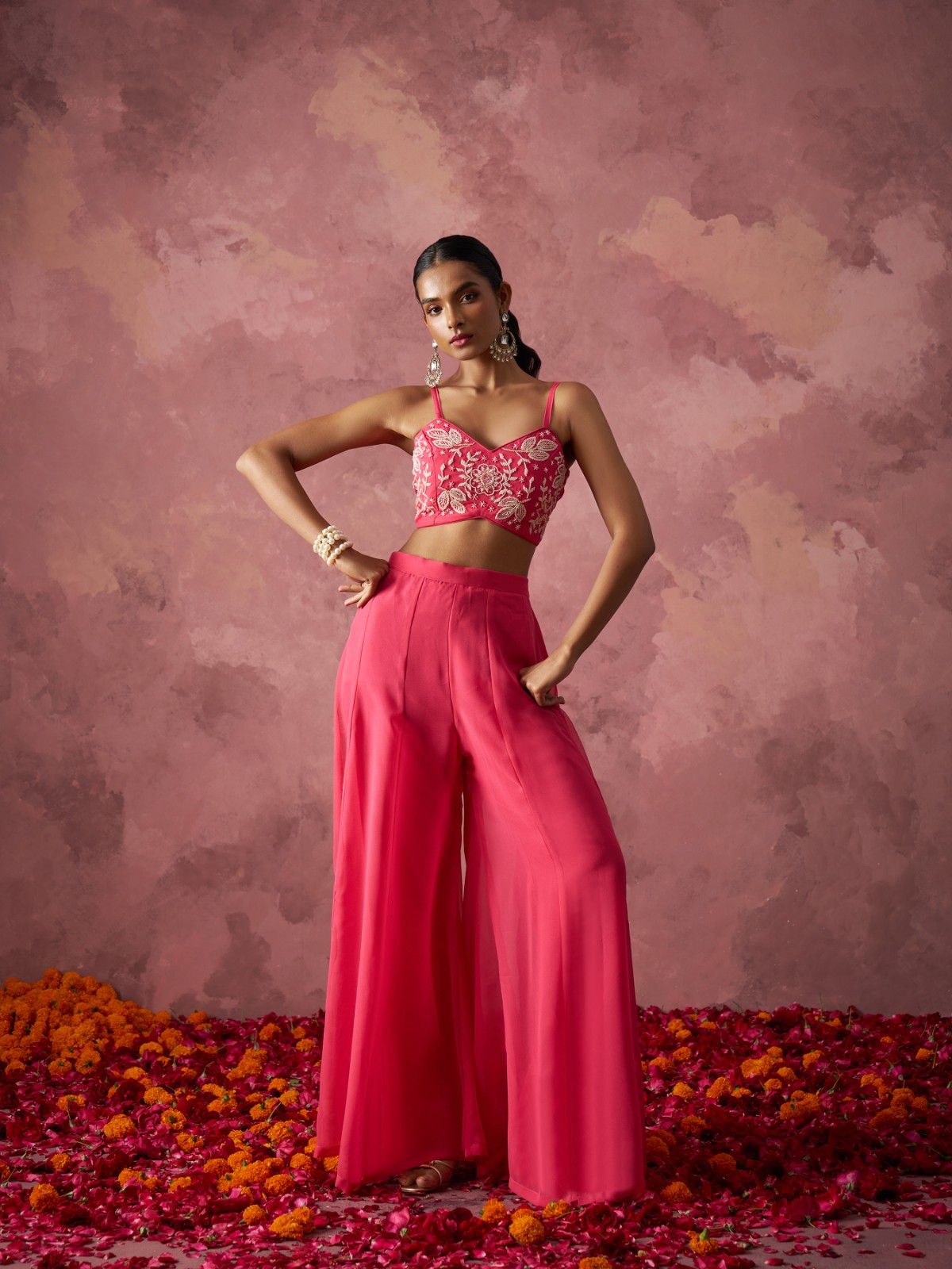 "Rani Pink Embroidered Beautiful Indo Western IWJ0021