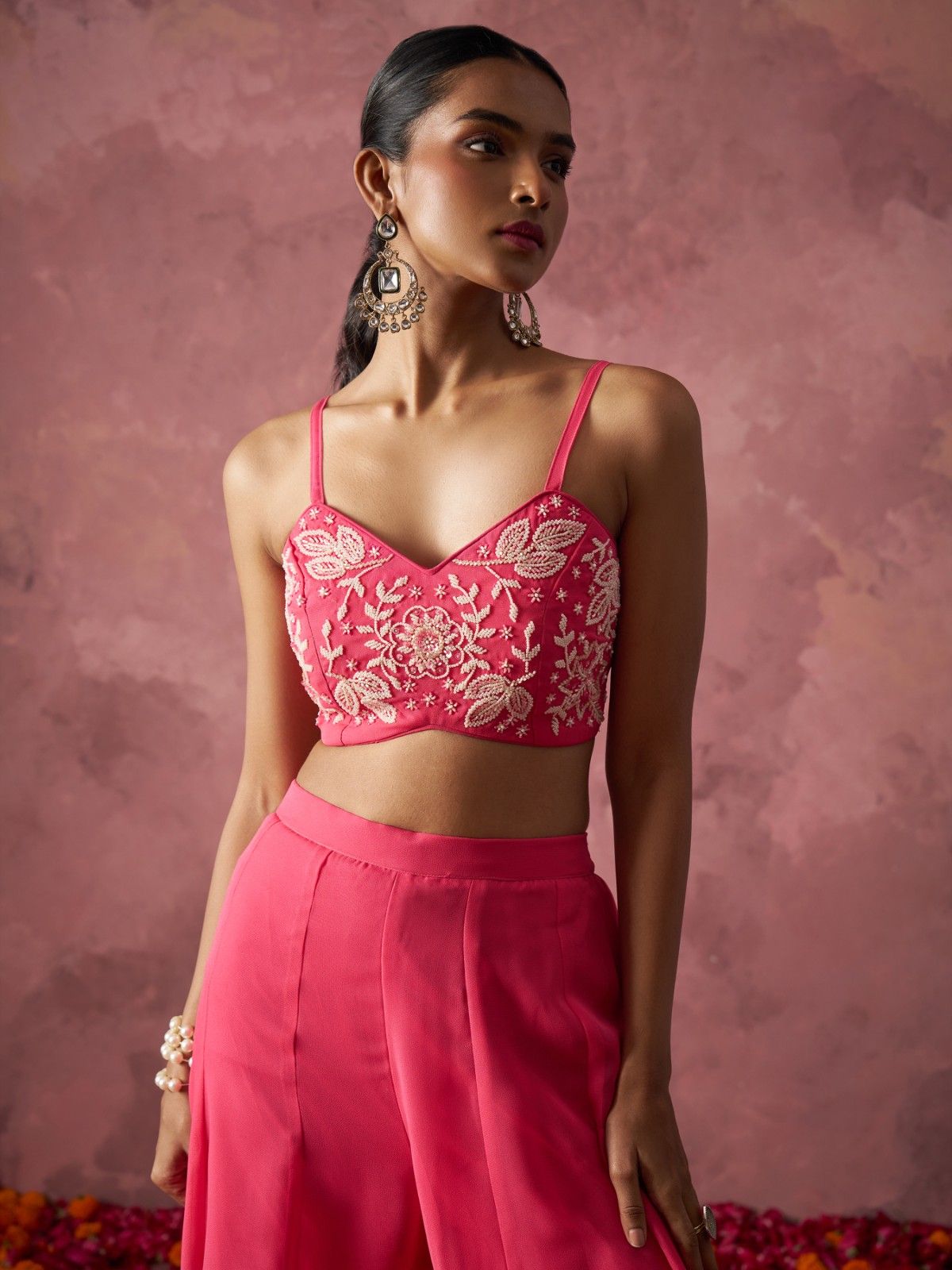 "Rani Pink Embroidered Beautiful Indo Western IWJ0021