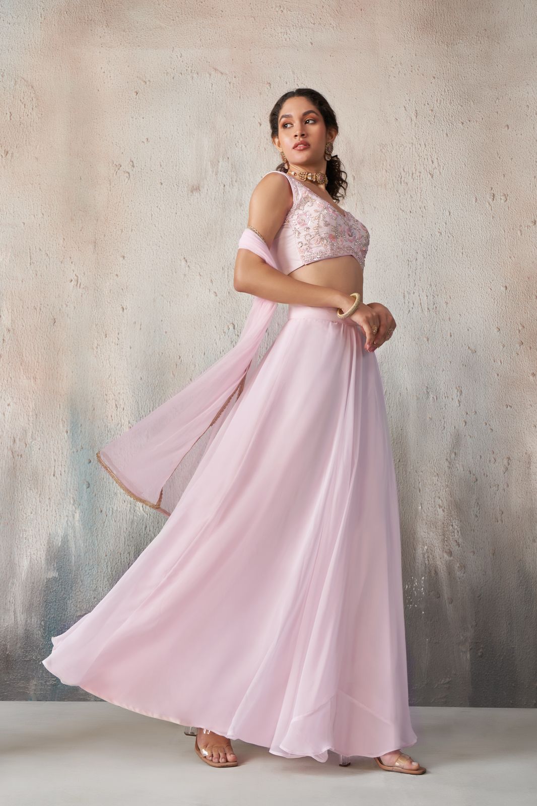 Beautiful Baby Pink Wedding Wear Indo-Western IWJ0024