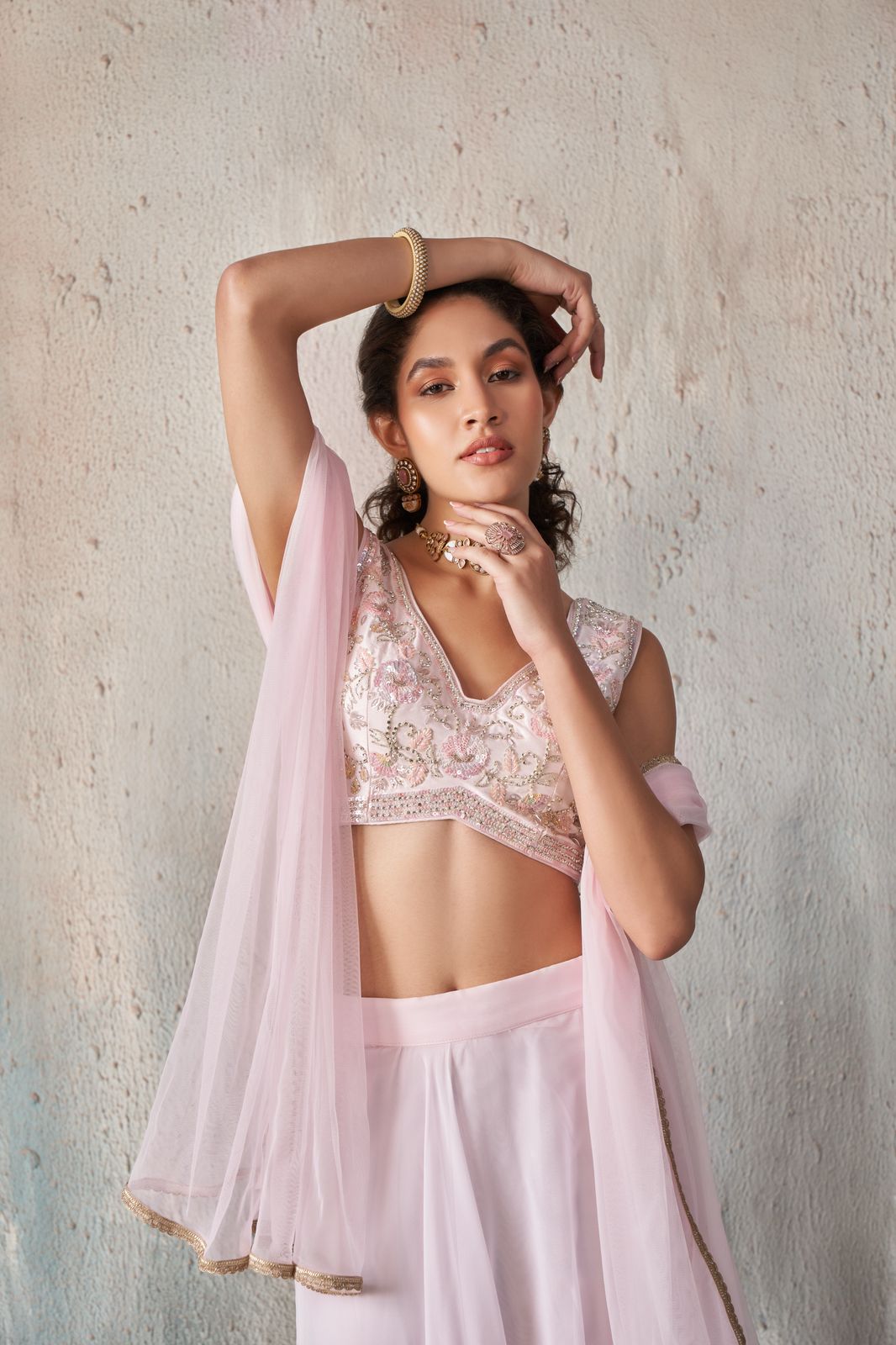 Beautiful Baby Pink Wedding Wear Indo-Western IWJ0024