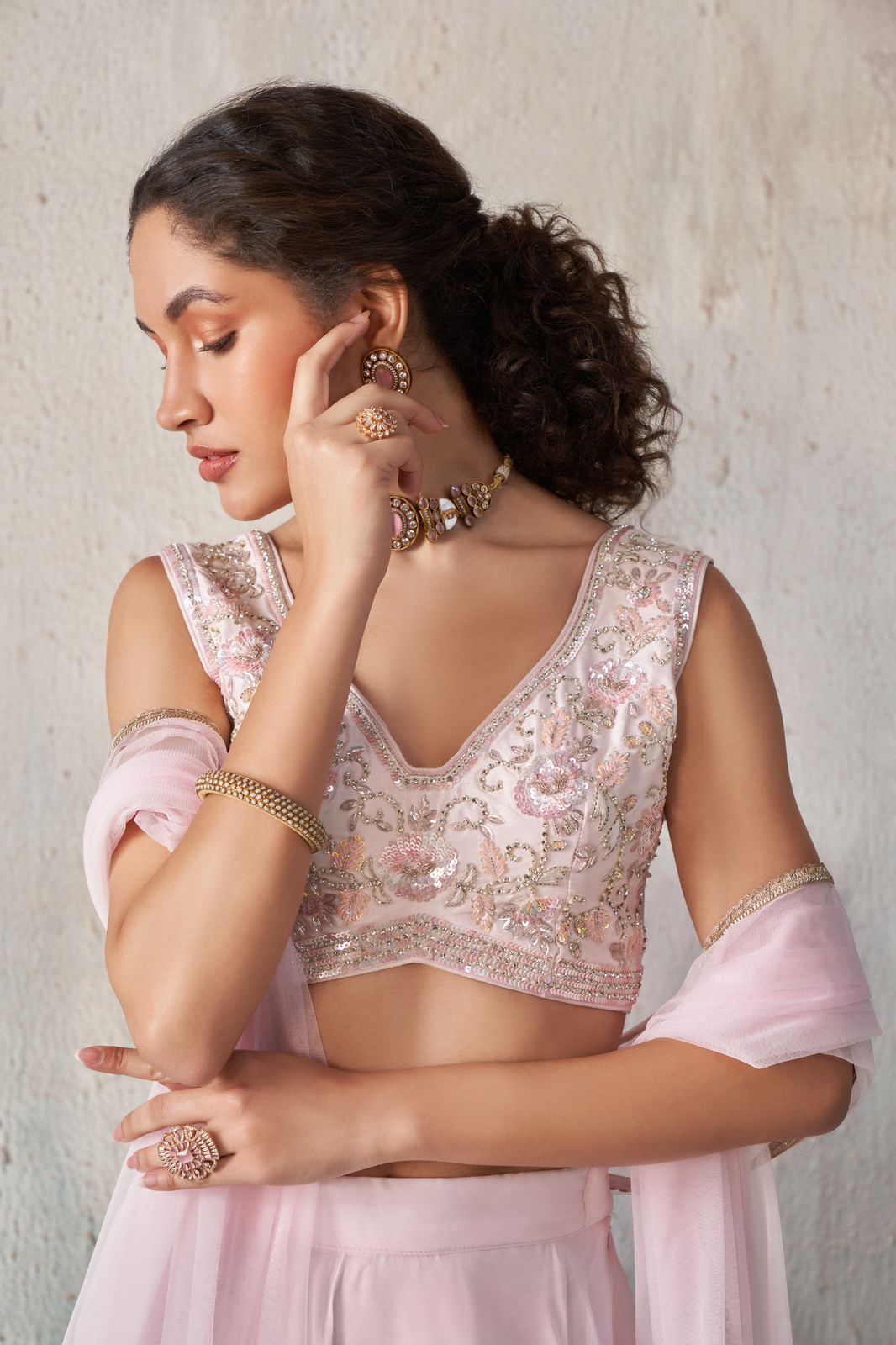 Beautiful Baby Pink Wedding Wear Indo-Western IWJ0024