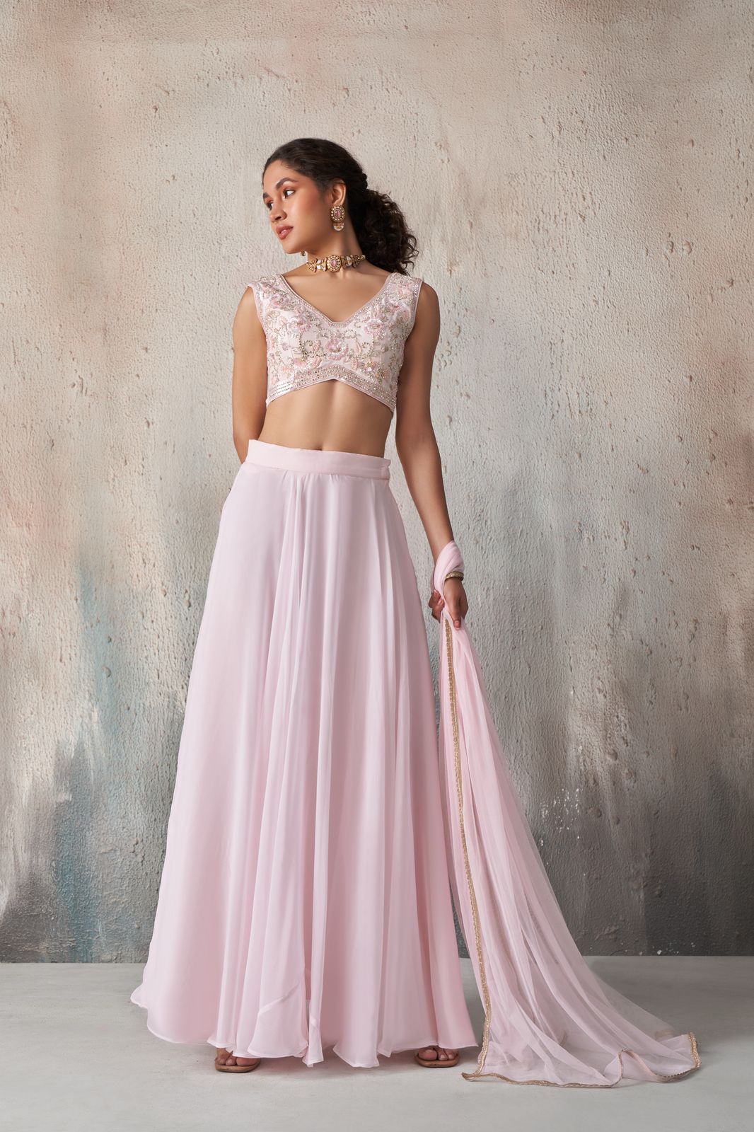 Beautiful Baby Pink Wedding Wear Indo-Western IWJ0024